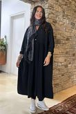 Made in Italy Donegal Cotton Jersey Smock Dress Black